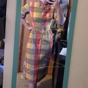 Vintage plaid dress with pockets